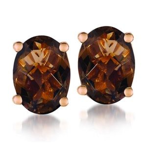 14k Levian Chocolate Quartz Solitaire Earrings